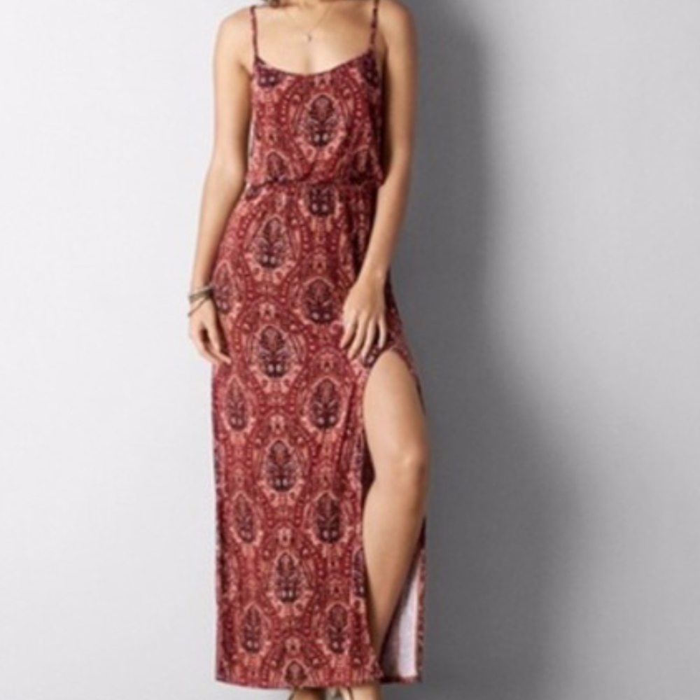 American Eagle Maxi Dress Red Burgundy Maroon
